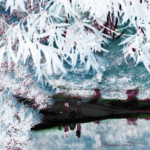 Snowflakes in the lake, mixed media painting, Mara Marte, 50x50cm