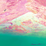 Under desert, under sea, mixed media painting, Mara Marte, 50x50cm